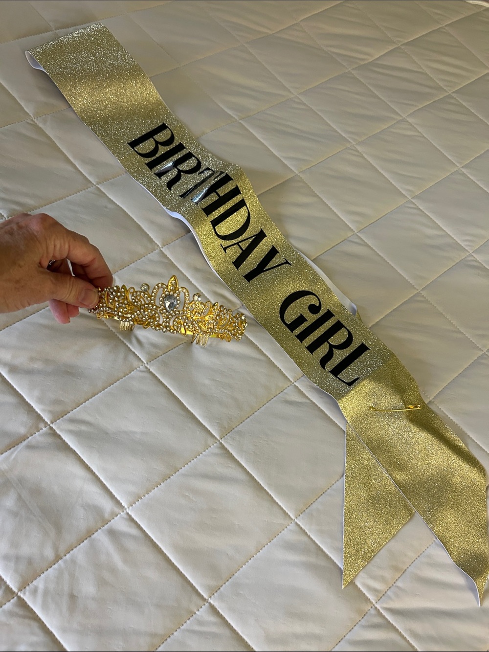 Birthday Girl Gold Sash and Tiara Set